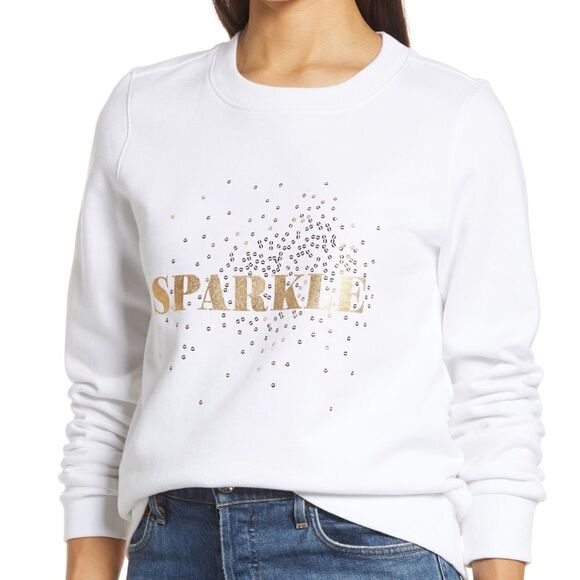 1901 Nordstrom Graphic Gold Sparkle Sweater Size Large - Picture 1 of 7